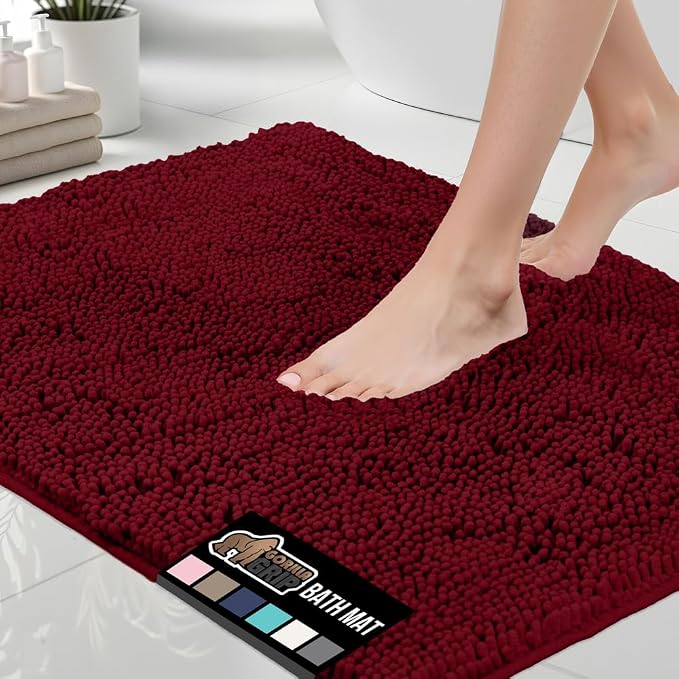 GORILLA GRIP Bath Rug Mat 48x17, Soft Absorbent Chenille, Quick Dry Microfiber by GorillaGrip