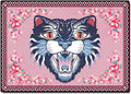Cartoon Animal Pattern Area Rug Cute Cat Luxury Floral Decor by LIKETN