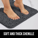 GORILLA GRIP Bath Rug Mat 44x26, Soft Absorbent Chenille, Quick Dry Microfiber - Image 3