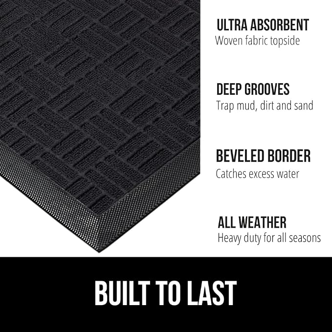 GORILLA GRIP 100% Waterproof All-Season WeatherMax Doormat US Designed Natural - Image 3