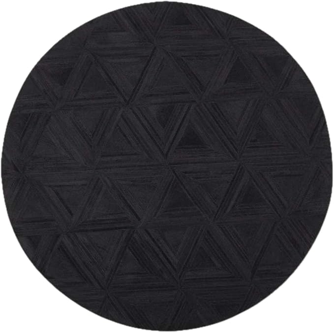 Black Round Rug 6x6 ft – Soft Anti-Slip Modern Faux Leather Area Carpet - Image 3