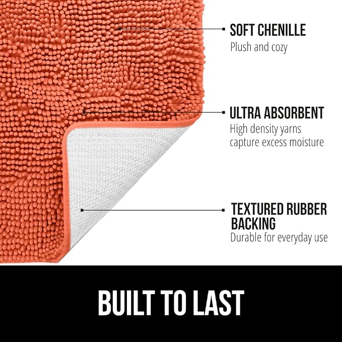 GORILLA GRIP Bath Rug Mat, Thick Soft Absorbent Chenille, Quick Dry Microfiber - Image 2