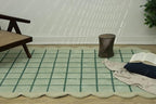 Mint Green Scalloped Edge Wool Area Rug - Image 4