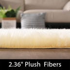 Latepis Yellow Round Rug 3ft Small Circle Faux Sheepskin Fur Rug Fluffy Boho - Image 3