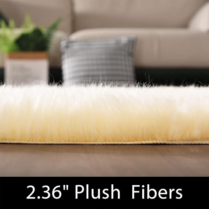 Latepis Large Area Rugs Yellow 6.7X10 Fluffy Shag Rugs Washable Faux Fur Rug - Image 3