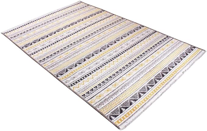 Alfa Rich 4x6 Yellow Gray White Washable Area Rugs - Image 4