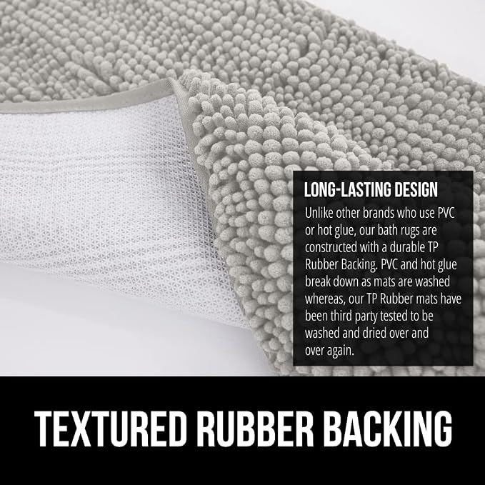 GORILLA GRIP Bath Rug Mat 70x24, Soft Absorbent Chenille, Quick Dry Microfiber - Image 5