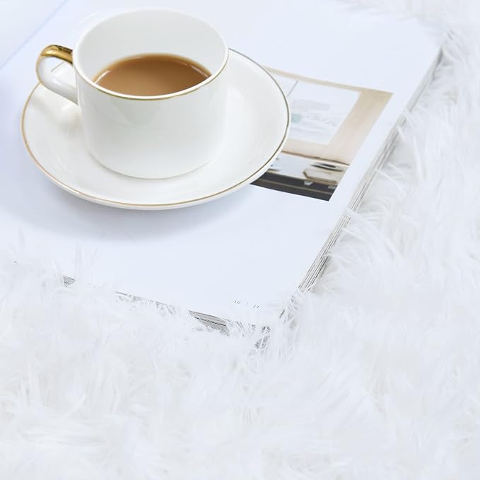 duduta White Soft Fluffy Rug 4x6 ft, Shag Fuzzy Plush Rectangle Carpet - Image 2