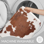 Cowhide Bathroom Mat Rugs Farm Animal Brown Cowhide Print Cow Microfiber Faux - Image 7