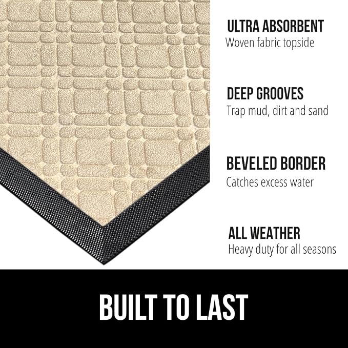 GORILLA GRIP 100% Waterproof All-Season WeatherMax Doormat US Designed Natural - Image 2
