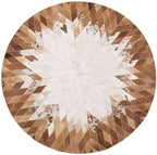 Round Rug for Living Room – Black and White Designer Floor Carpet by SNALFEHOME
