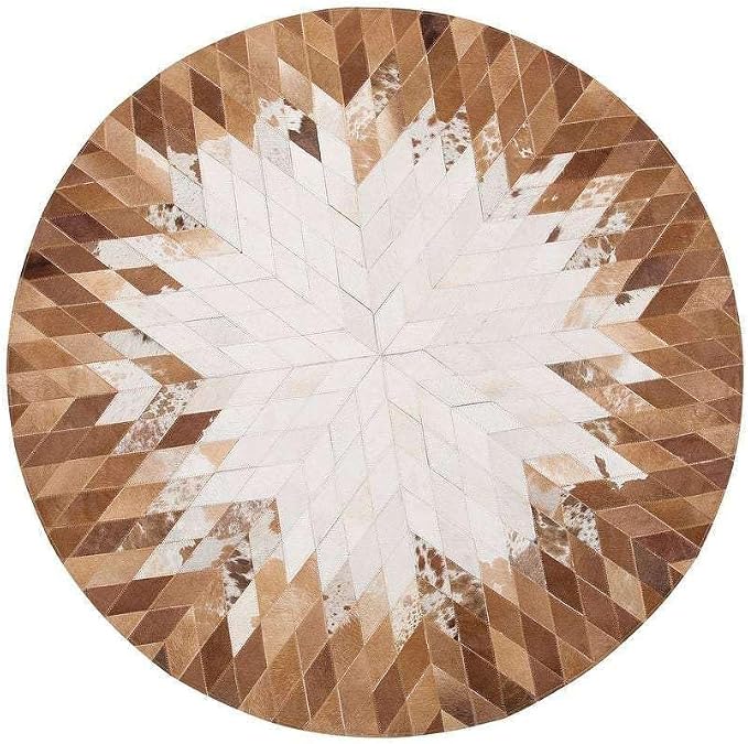 Round Rug for Living Room – Black and White Designer Floor Carpet by SNALFEHOME