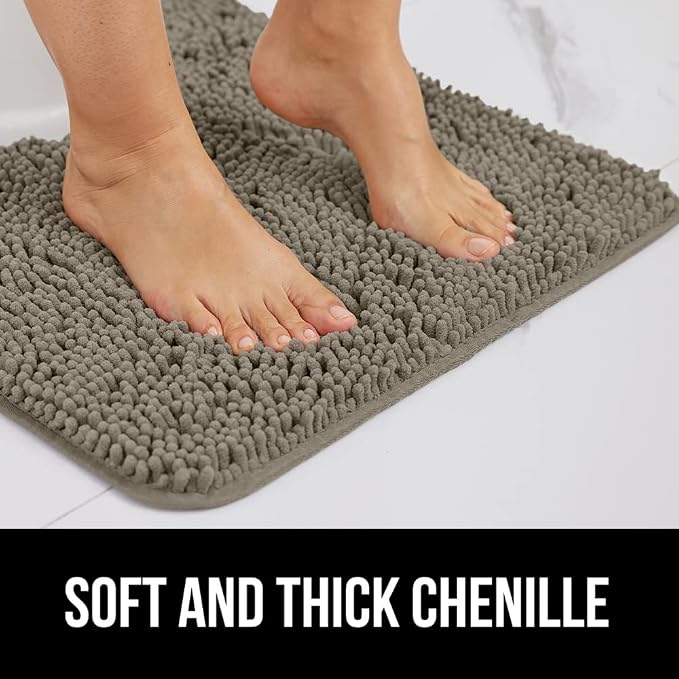 GORILLA GRIP Bath Rug Mat 60x24, Thick Soft Absorbent Chenille, Quick Dry - Image 3
