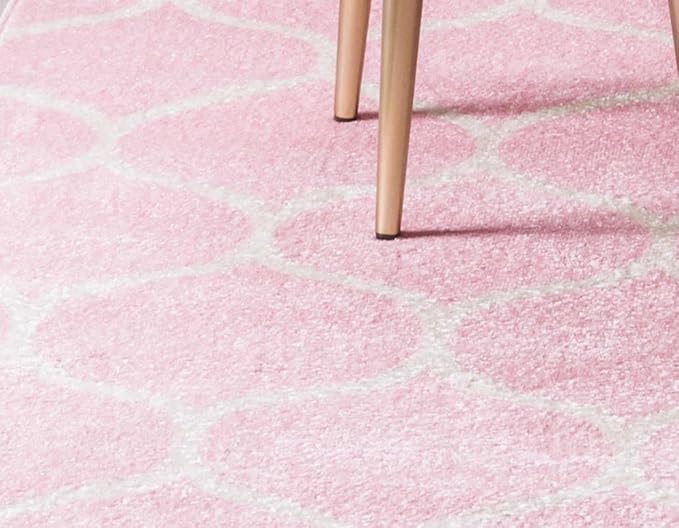 Rugs.com Lattice Frieze Collection Rug – 8' Square Light Pink Medium Rug Perfect - Image 5