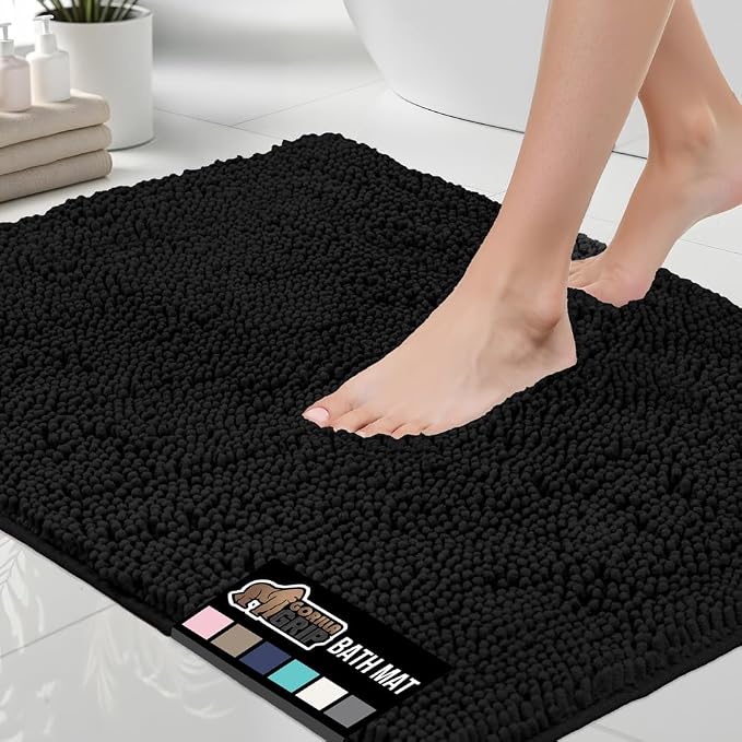 GORILLA GRIP Bath Rug Mat 36x24, Thick Soft Absorbent Chenille, Quick Dry by GorillaGrip