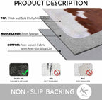 Cowhide Bathroom Mat Rugs Farm Animal Brown Cowhide Print Cow Microfiber Faux - Image 6