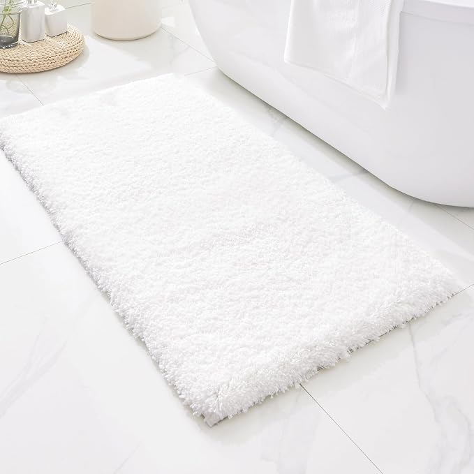White Bathroom Runner Rug 24x70 Non Slip Fluffy Long Bath Mat - Image 8