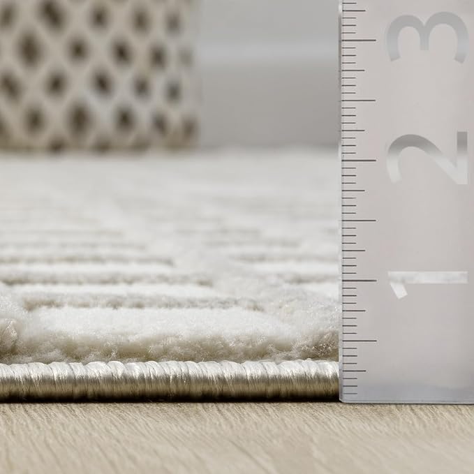 Abani Cream Grid Textured Area Rug - Image 8