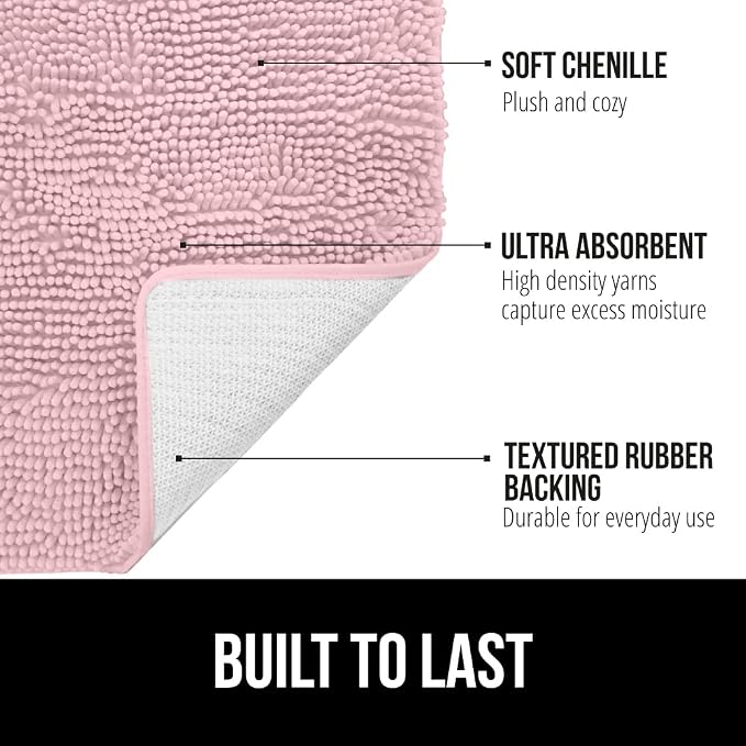 GORILLA GRIP Bath Rug Mat, Thick Soft Absorbent Chenille, Quick Dry Microfiber - Image 2