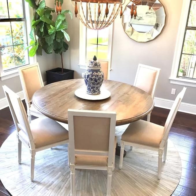 Faux Cowhide Round Area Rug | Non-Slip Leather Floor Carpet - Image 6