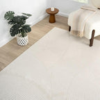 Abani Zen 4' x 6' Cream Rug – Neutral Brush Stroke Sandbrush Design, Medium - Image 9