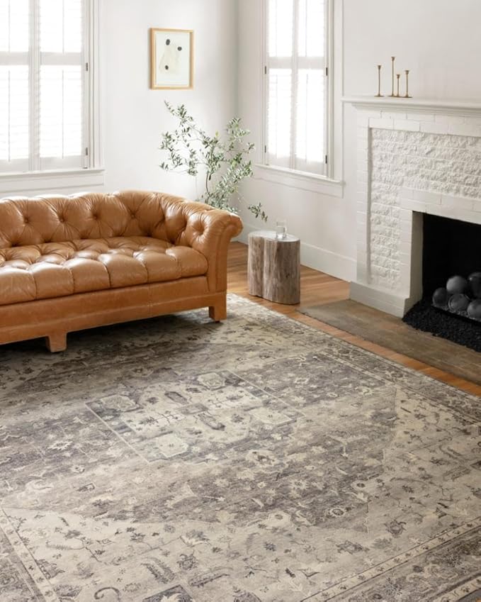 Loloi Hathaway Collection HTH-05 Steel/Ivory 3'-6" x 5'-6", .25" Thick Accent by Loloi