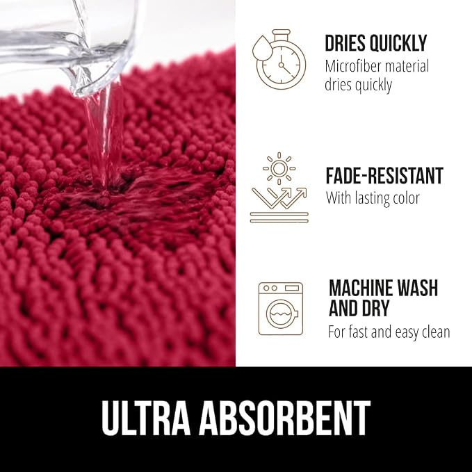 GORILLA GRIP Plush Absorbent Shaggy Chenille Bath Rug Mat - Image 5