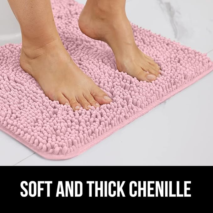 GORILLA GRIP Bath Rug Mat 60x24, Soft Absorbent Chenille, Quick Dry Microfiber - Image 3