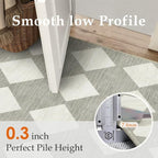 2x8 Runner Checkered Rug for Hallways Grey Washable Long Carpet Non-Slip Low - Image 4