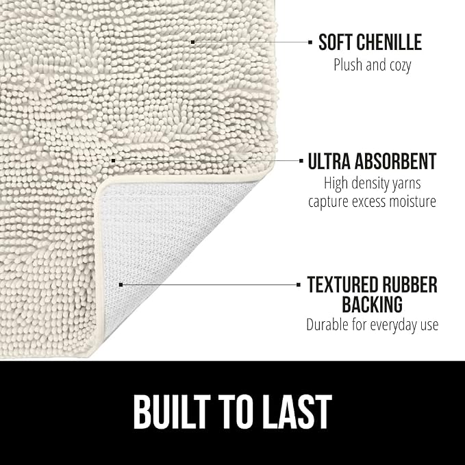 GORILLA GRIP Bath Rug Mat 30x20, Thick Soft Absorbent Chenille, Quick Dry - Image 3