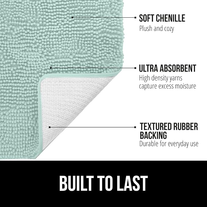GORILLA GRIP Bath Rug Mat 44x26, Soft Absorbent Chenille, Quick Dry Microfiber - Image 3