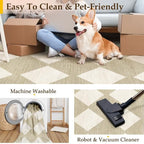 6x9 Checkered Area Rugs for Living Room Beige Machine Washable Large Rug - Image 5