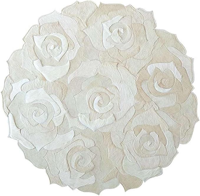 Round Floral Area Rug – Elegant Textured Rose Design – Soft Decorative Circle by SNALFEHOME