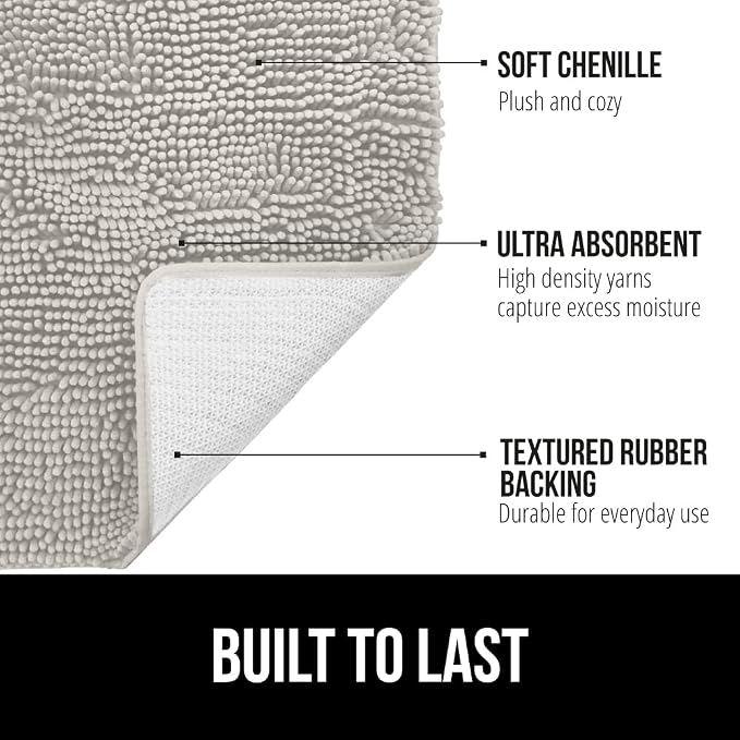 GORILLA GRIP Bath Rug Mat 48x24, Soft Absorbent Chenille, Quick Dry Microfiber - Image 2