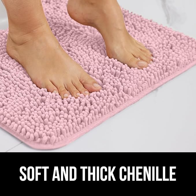 GORILLA GRIP Plush Absorbent Shaggy Chenille Bath Rug Mat - Image 4