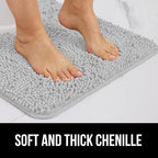 GORILLA GRIP Bath Rug Mat 60x17, Soft Absorbent Chenille, Quick Dry Microfiber - Image 3