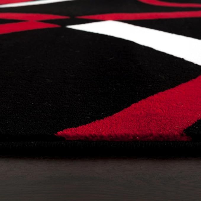 2305 Geometric Abstract Red Black 6x9 Area Rugs - Image 4