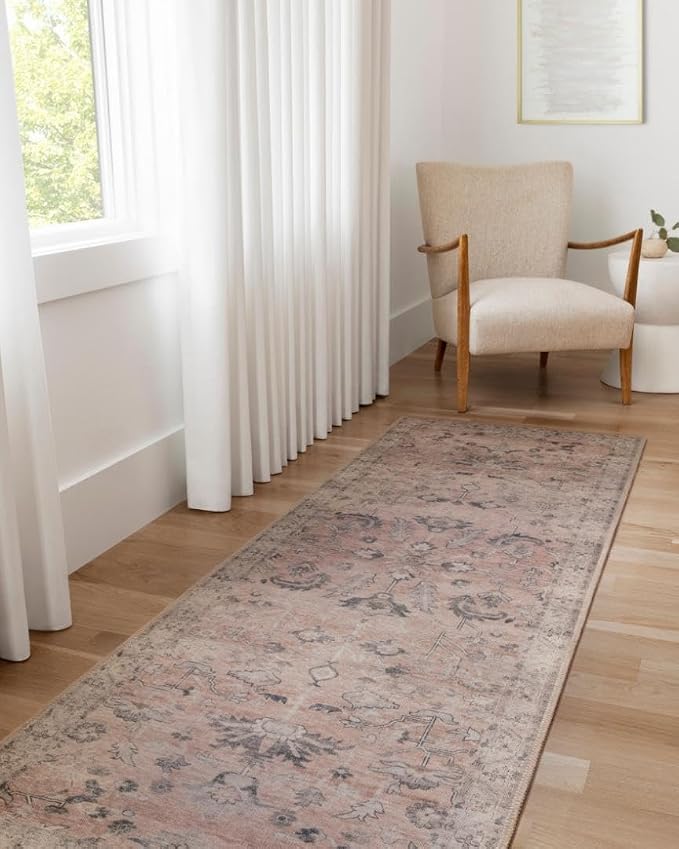 Loloi Hathaway Collection HTH-06 Blush/Multi 5'-0" x 7'-6", .25" Thick Area Rug - Image 7