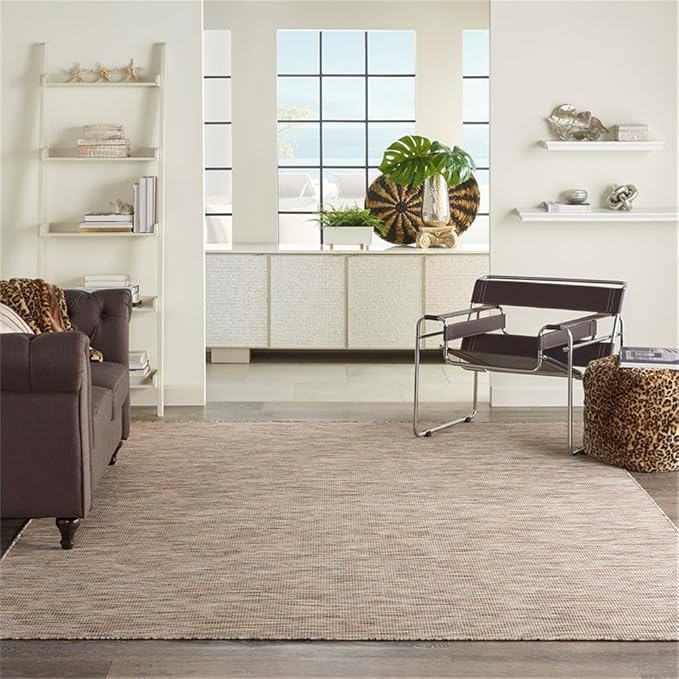 Pemberly Row 6' x 9' Beige Fabric Modern Indoor/Outdoor Area Rug - Image 2