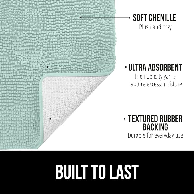 GORILLA GRIP Bath Rug Mat 30x20, Thick Soft Absorbent Chenille, Quick Dry - Image 3