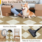 8x10 Checkered Area Rugs for Living Room Brown Machine Washable Large Rug - Image 6