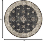 RUGGABLE Washable Vintage Area Rug – Verena Dark Wood 6 ft Round, - Image 2