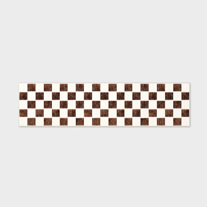 EVERGRACE Checkered Plaid Area Rug 2x8, Soft Fuzzy Faux Wool Rugs Washable Anti - Image 7