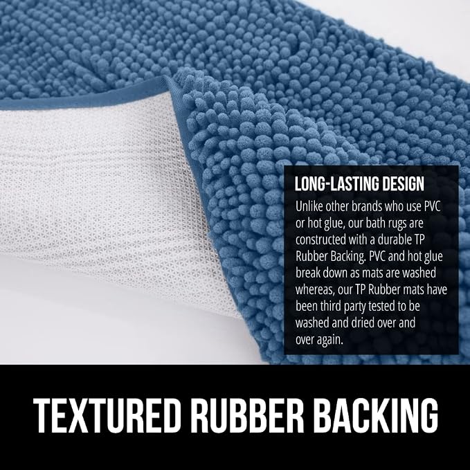 GORILLA GRIP Bath Rug Mat 60x24, Thick Soft Absorbent Chenille, Quick Dry - Image 5