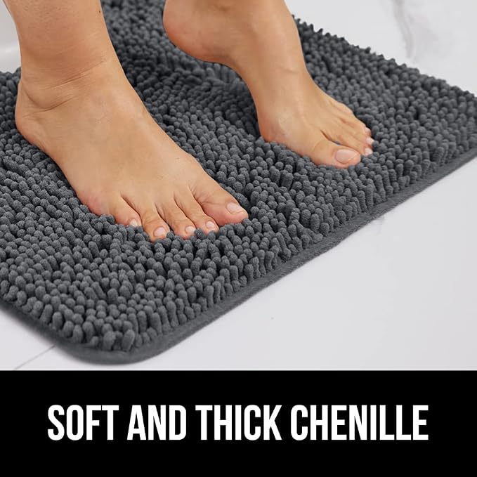 GORILLA GRIP Bath Rug Mat 48x17, Soft Absorbent Chenille, Quick Dry Microfiber - Image 3