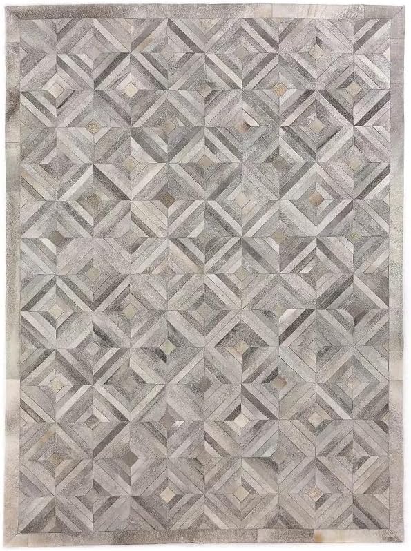 Premium Diamond Patterned Leather Area Rug by Unknown
