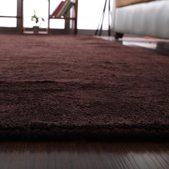 Rugsotic Carpets Hand Knotted Gabbeh Wool 5'x8' Area Rug Solid Brown L00111 - Image 6