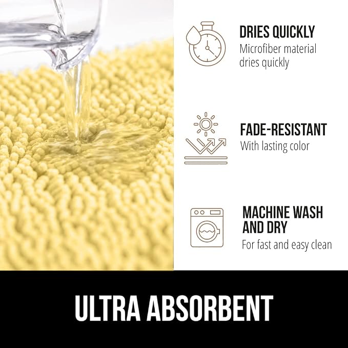 GORILLA GRIP Bath Rug Mat 44x26, Thick Soft Absorbent Chenille, Quick Dry - Image 4