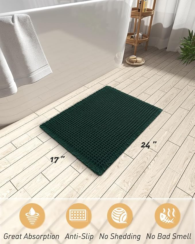 AMOAMI Upgraded Waffle Bath Mat, Super Absorbent Non Slip Bath Mats - Image 2