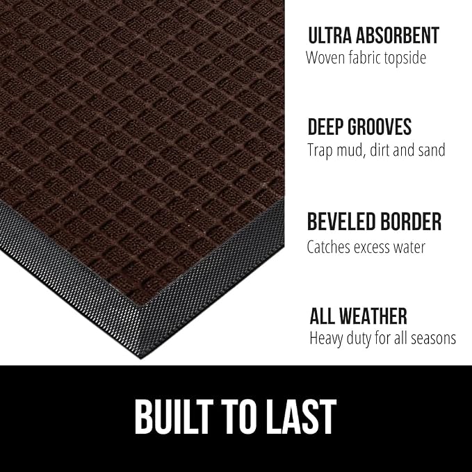 GORILLA GRIP 100% Waterproof All-Season WeatherMax Doormat, US Designed Natural - Image 2